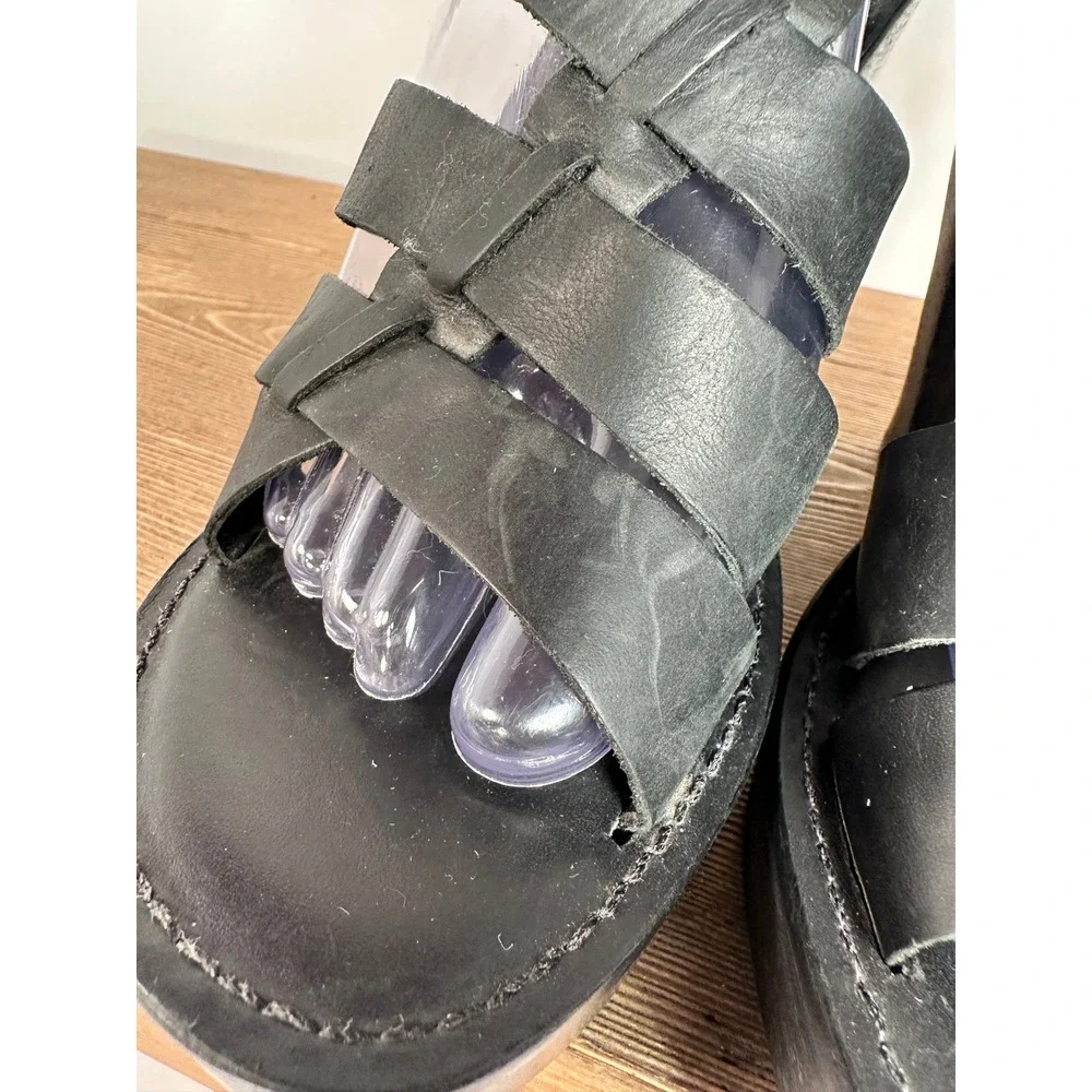 MIA Platform Heels Womens 7M Black Leather Strappy Chunky Platform Y2K Coquette